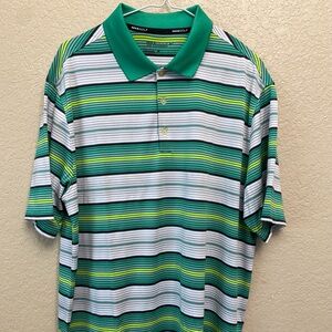 Nike Green and White Striped Polo Shirt